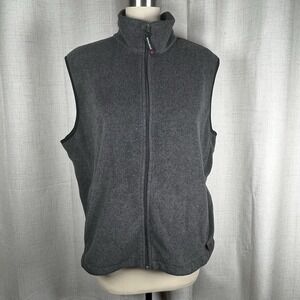 Woolrich Mens Large Charcoal Heather Fleece Vest Size Large Full Zip Pockets